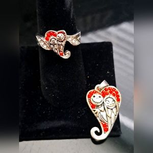 SILVER JACK SKELLINGTON RING AND CHARM SIZE 7